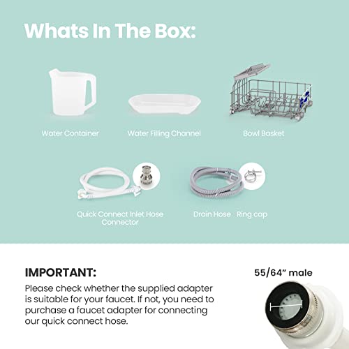 COMFEE' Portable Mini Dishwasher, 5L Built-in Water Tank, 6 Programs, Countertop Dishwasher for Apartments & RVs