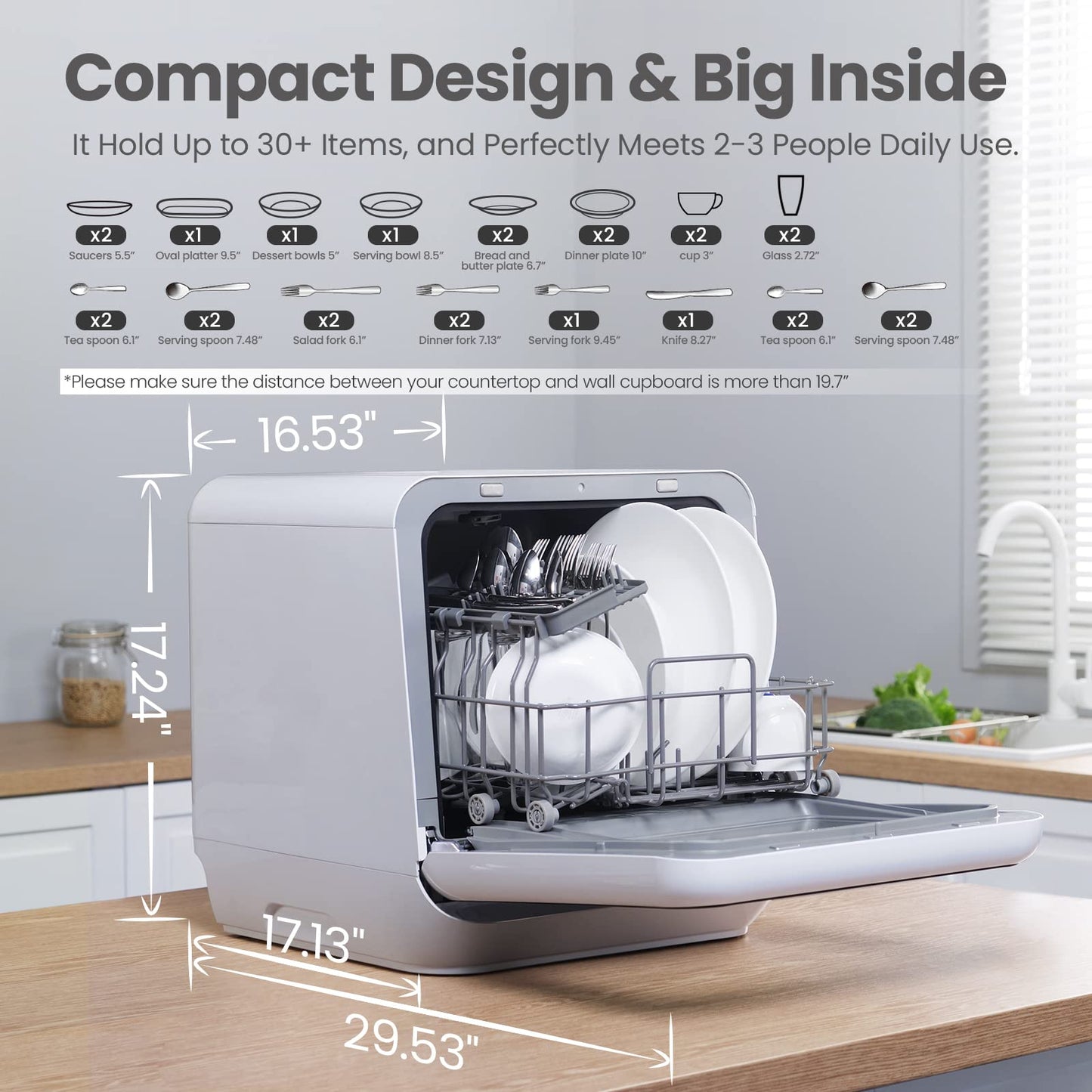 COMFEE' Portable Mini Dishwasher, 5L Built-in Water Tank, 6 Programs, Countertop Dishwasher for Apartments & RVs