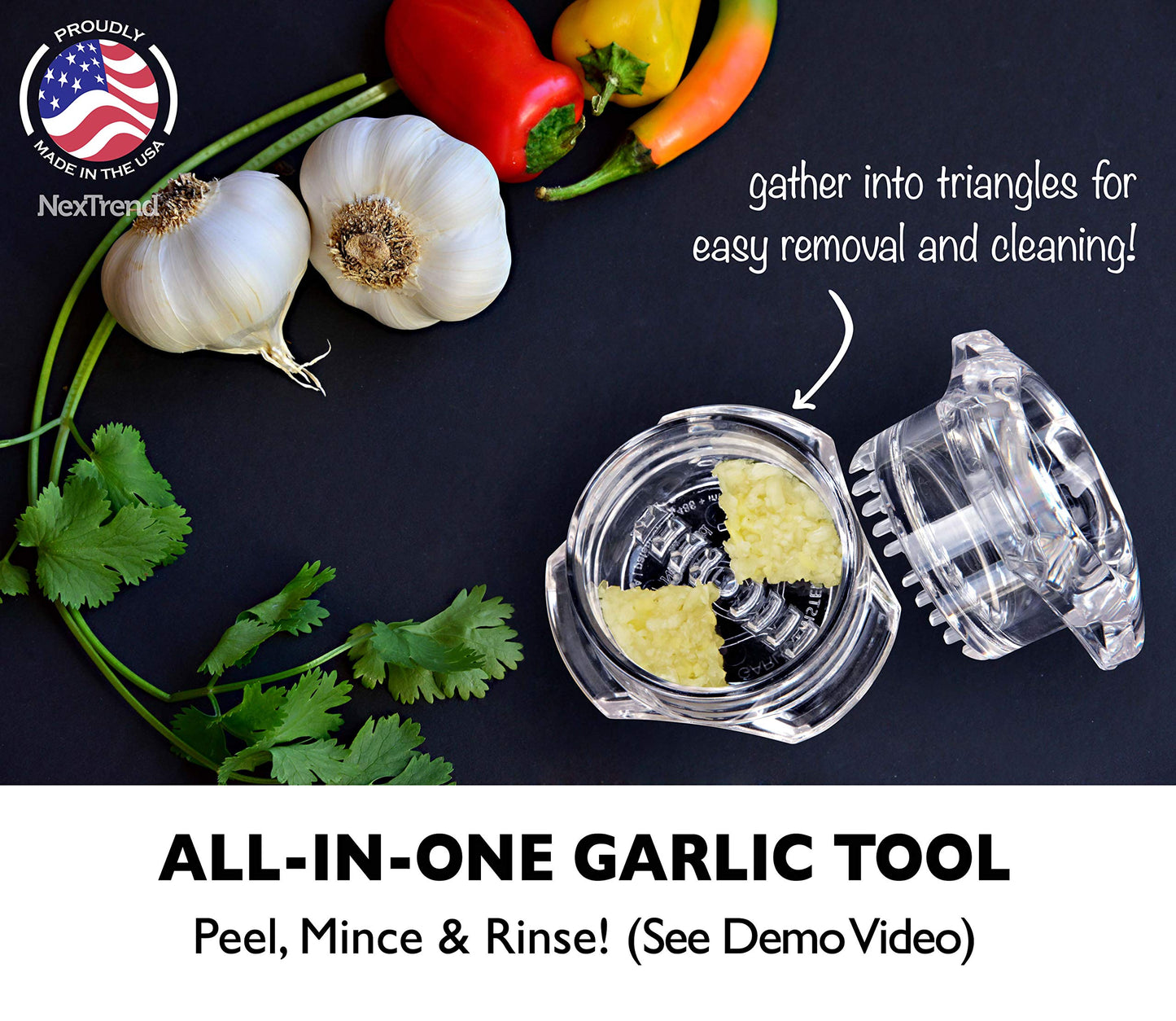 Nextrend Garlic Twister Chopper 4th Gen - Versatile Handheld Kitchen Mincer, BPA-Free, Dishwasher Safe