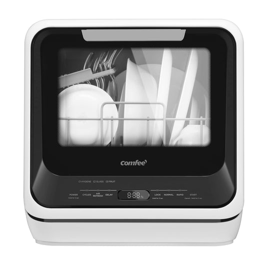 COMFEE' Portable Mini Dishwasher, 5L Built-in Water Tank, 6 Programs, Countertop Dishwasher for Apartments & RVs