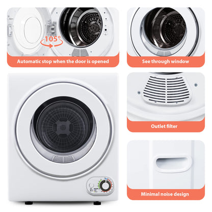 Euhomy 110V Portable Clothes Dryer, 850W Compact Electric Dryer, 1.5 cu.ft, Stainless Steel