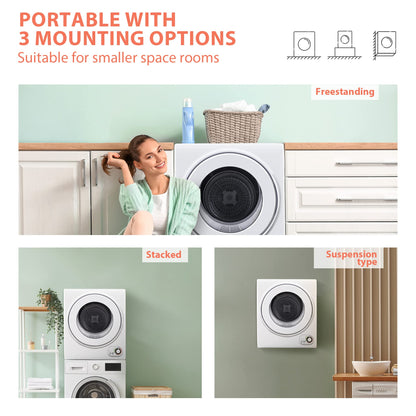 Euhomy 110V Portable Clothes Dryer, 850W Compact Electric Dryer, 1.5 cu.ft, Stainless Steel