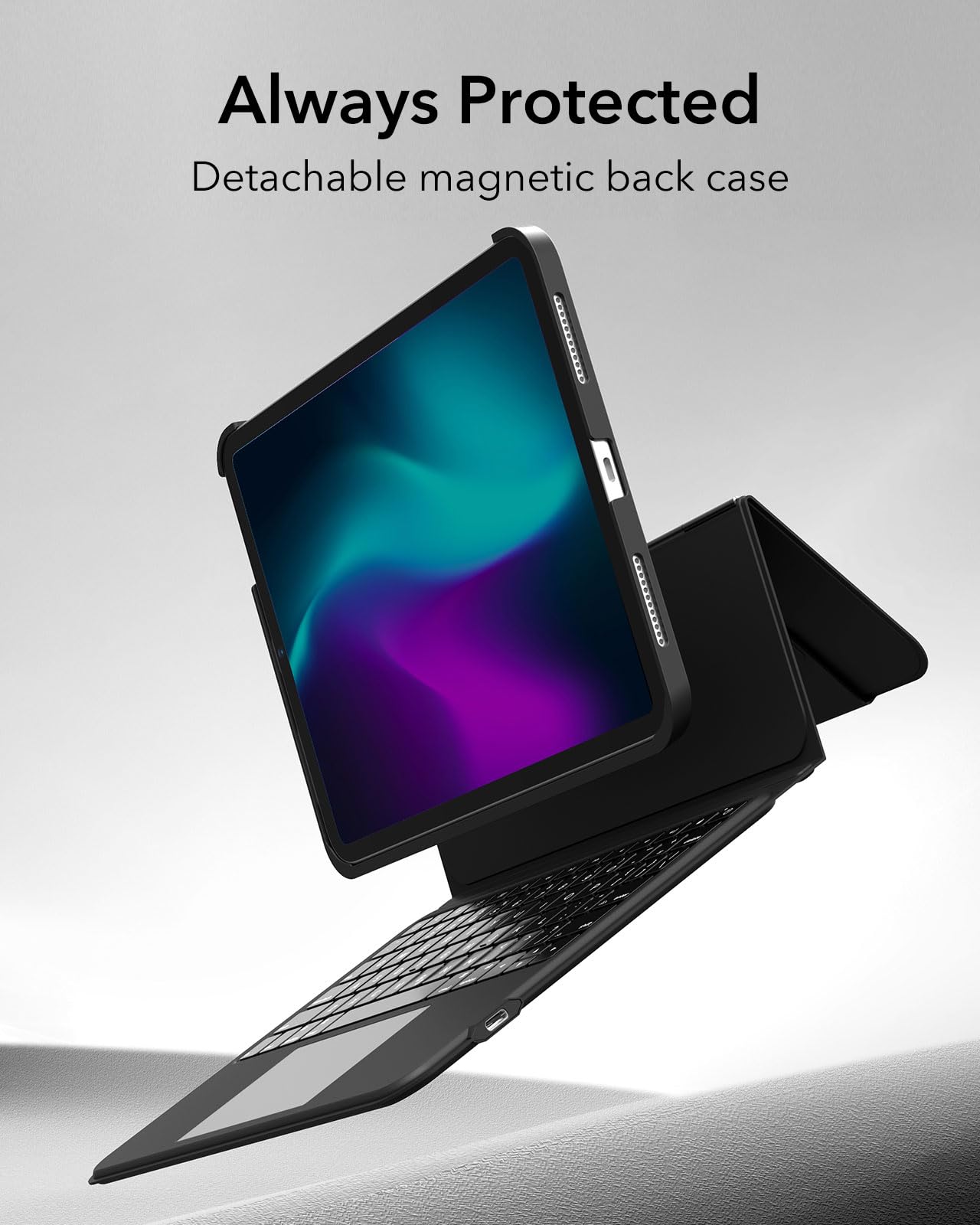 ESR Ascend Keyboard Case for iPad Air & Pro 11-Inch, Detachable Stand - Black