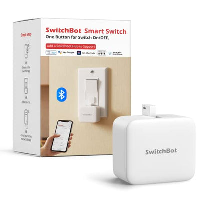 SwitchBot Smart Switch Button Pusher - Fingerbot for Automatic Light Switch, Timer and APP Bluetooth Remote Control, Works with Alexa, Google Home, HomeKit When Paired with SwitchBot Hub (White)