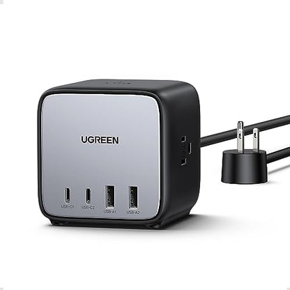 UGREEN 65W Charging Station, 7-in-1 USB C Power Strip with 6ft Extension Cord, 3 AC, 2 USB C, 2 USB A, Nexode GaN Desktop Charger for Home, Office, Travel for MacBook Pro, iPhone 15 Pro and More