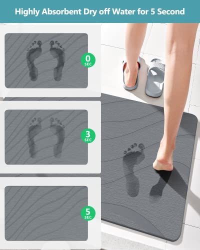 Natural Stone Bath Mat - Diatomaceous Earth, Nonslip, Super Absorbent, Quick Drying, Easy to Clean