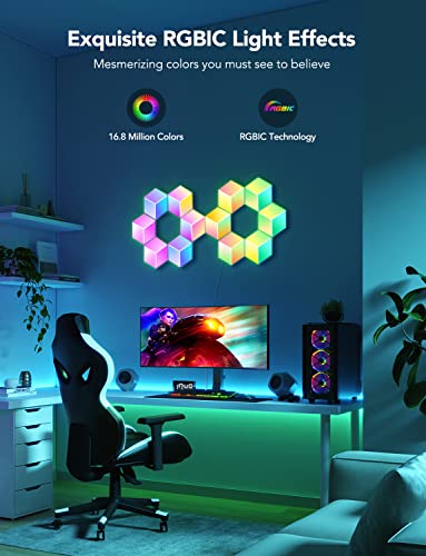 Govee Hexa Pro Light Panels - RGBIC 3D Hexagon Wall Lights, Wi-Fi LED, Music Sync, Alexa & Google Assistant, 10-Pack