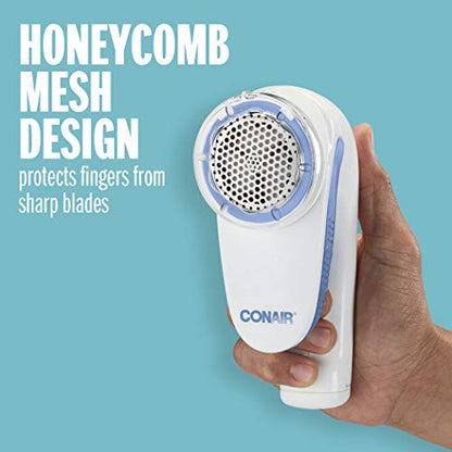 Conair Fabric Shaver - Portable Lint Remover, Battery Operated, White