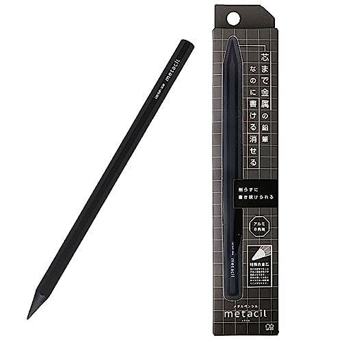 SUN-STAR Stylish Metal Pencil Metacil Pencils for Artist Drawing, Sketching, Non-Sharpening, Black, Pencil Lead Color: Black F #2 1/2 (with Authentic Hologram Sticker United States Only)