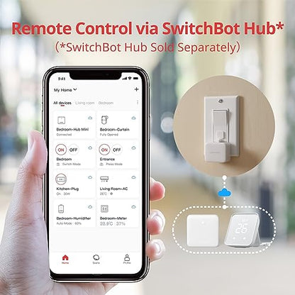 SwitchBot Smart Switch Button Pusher - Fingerbot for Automatic Light Switch, Timer and APP Bluetooth Remote Control, Works with Alexa, Google Home, HomeKit When Paired with SwitchBot Hub (White)