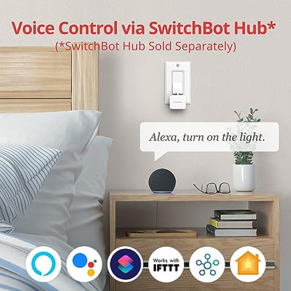 SwitchBot Smart Switch Button Pusher - Fingerbot for Automatic Light Switch, Timer and APP Bluetooth Remote Control, Works with Alexa, Google Home, HomeKit When Paired with SwitchBot Hub (White)
